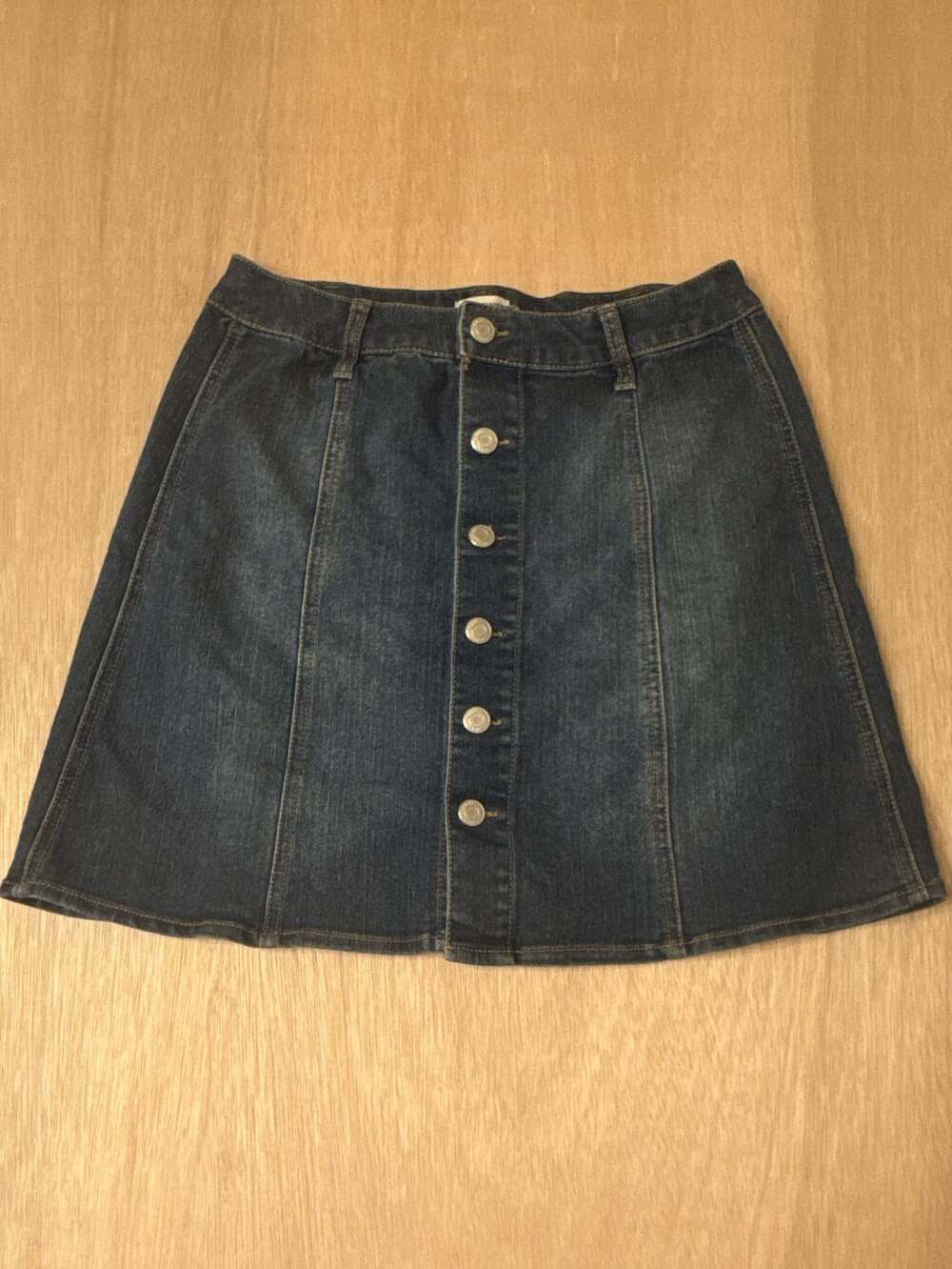 Mossimo Supply Co. Skirt Womens Size 2 Denim Jean Front Button A-Line Stretch